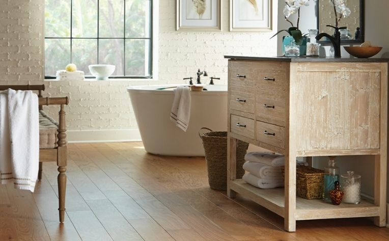 warm wood bathroom floors